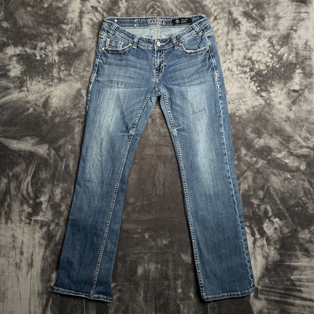Vintage y2k Womens Cowgirl Rock & Roll Riding Jeans Size 33x34 Low Rise